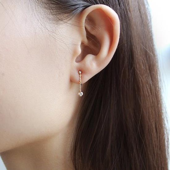 Vendome Aoyama Earrings K10 Yellow Gold White Topaz Diamond Basic AJVE2310 TH [Official]