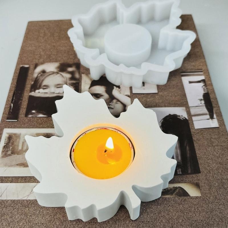 2Pcs Leaf Shaped Silicone Molds for Epoxy Resin Silicone Candle Holder Molds for Candle Stand Tealight Holder Decoration