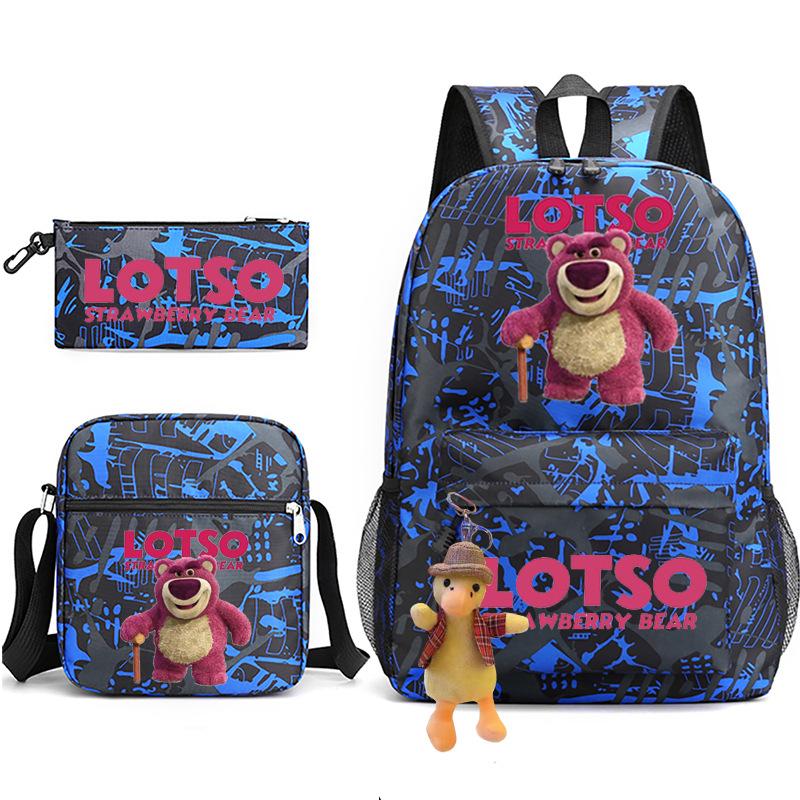Large Capacity Schoolbag with Shoulder Strap; Student Three-piece Pencil Case Set