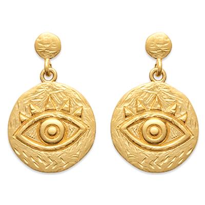 [Q4950] - Gold Plated Earrings 'Cléopatra' Golden (eye) - 20x12 Mm