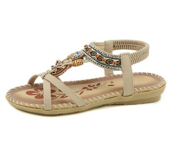 2025 Bohemian Rhinestone Women's Summer Sandals - Flat, Round & Open Toe