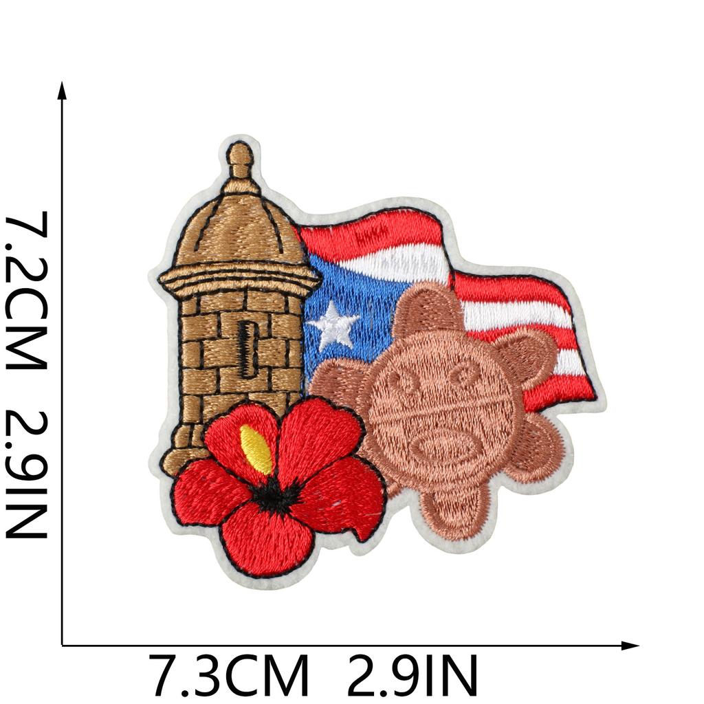 Puerto Rican Theme Embroidery Cloth Sticker Clothes Holiday Dress Frog Embroidery Chapter Boy Ironing Bag Decorative Patch