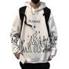 Men Autumn Hoodie Flame Print Hooded Hat Long Sleeves Soft Warm Loose Hip Hop Style Winter Hoodie for School