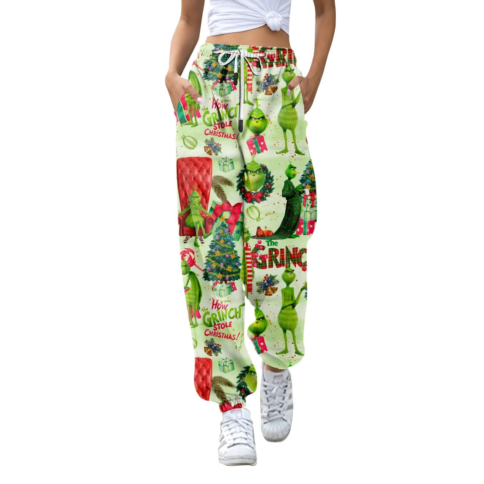 

Женские модные рождественские свободные спортивные брюки повседневного стиля на кулиске однотонные M