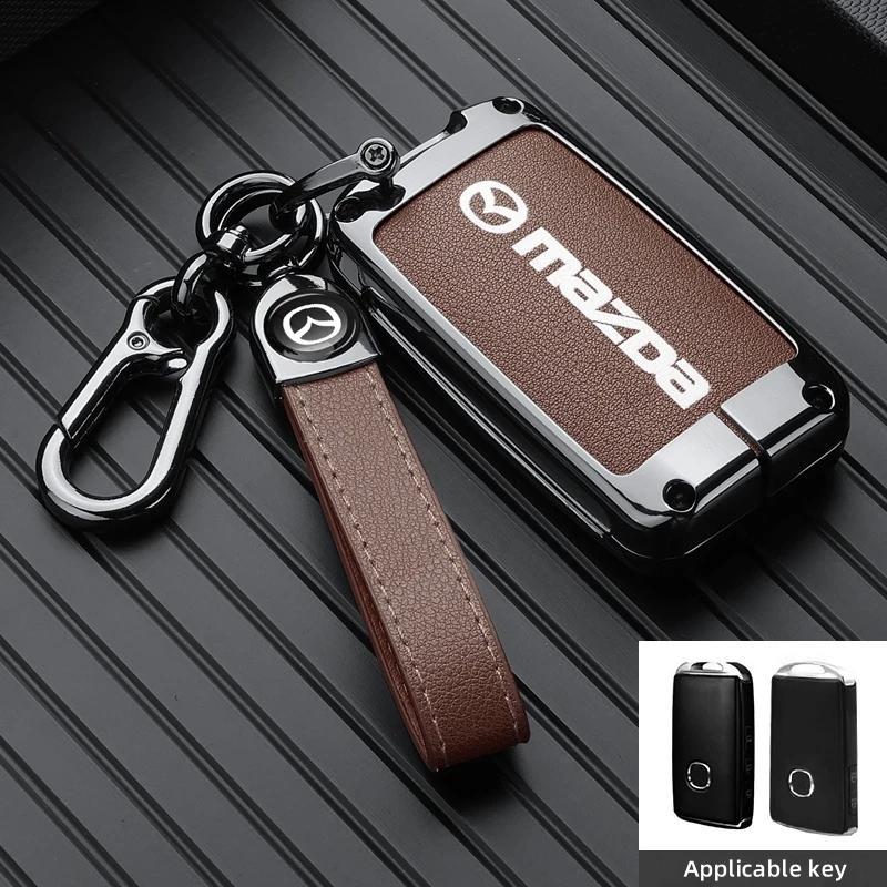 Leather Car Smart Key Case Cover Shell For Mazda 3 5 6 SKYACTIV Axela Atenza CX30 CX5 CX8 CX9 MX5 RX8 RX7 BT50 Keychain Protecto