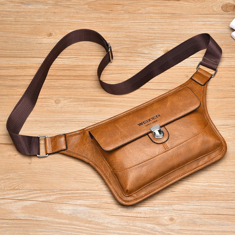 WEIXIER Men's Leather Sling Bag Crossbody Shoulder Bag Waterproof Messenger Waist Chest Bag Briefcase Travel Bag