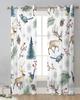 Christmas Elk Pine Berry Bird Voile Curtains For Bedroom Tulle Window Curtain For Living Room Sheer Curtains Blinds Drapes