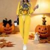 Women Halloween Print Two Piece Outfit, Long Sleeve Crew Neck Top & Drawstring Jogger Pants Casual Tracksuit for Spring Autumn