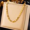 18K Gold Plated Twisted Herringbone Chain Necklace Bracelet Set, Dainty Chunky Link Jewelry Set for Women, Trendy Daily Jewelry
