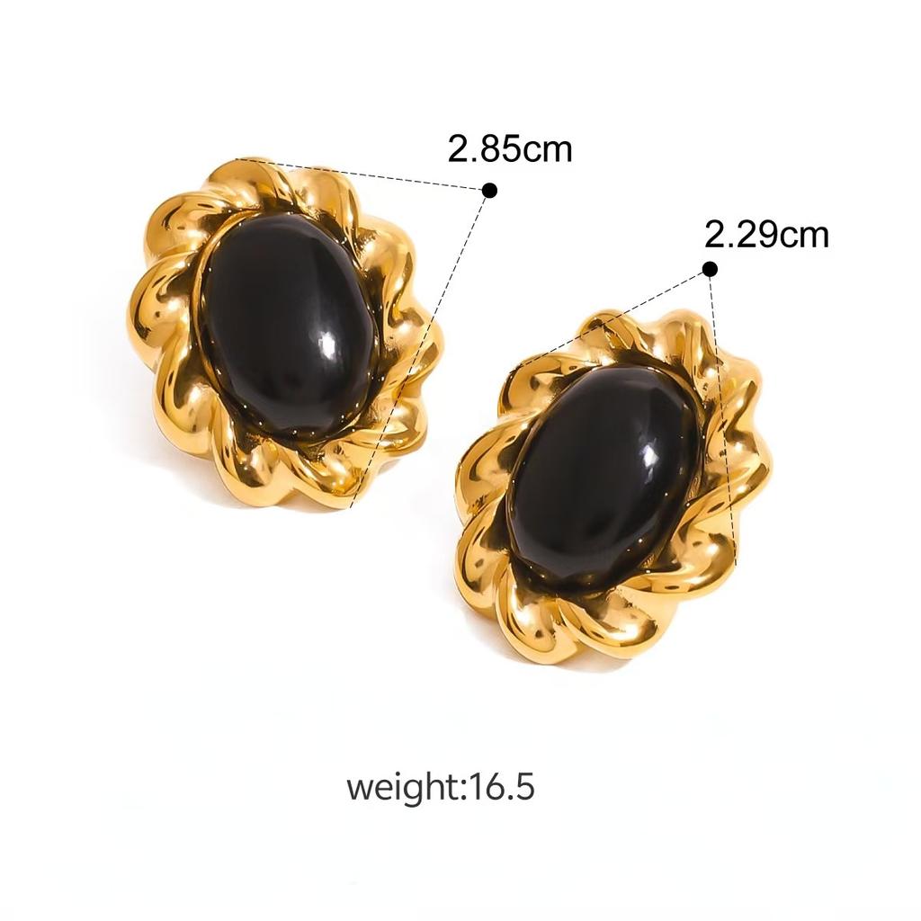 European and American Stud Earrings, High-end Exaggerated Niche Medieval Earrings, Titanium Steel 18K Gold Ear Jewelry