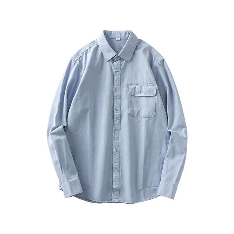 Simple American Heavyweight Work Shirt Long Sleeve Men's Spring and Autumn Youth Casual High-end Men's White Shirt Jacket
