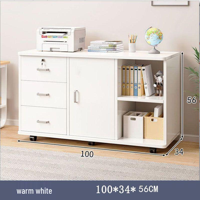 Office Desk with Movable Under-Storage and File Cabinets