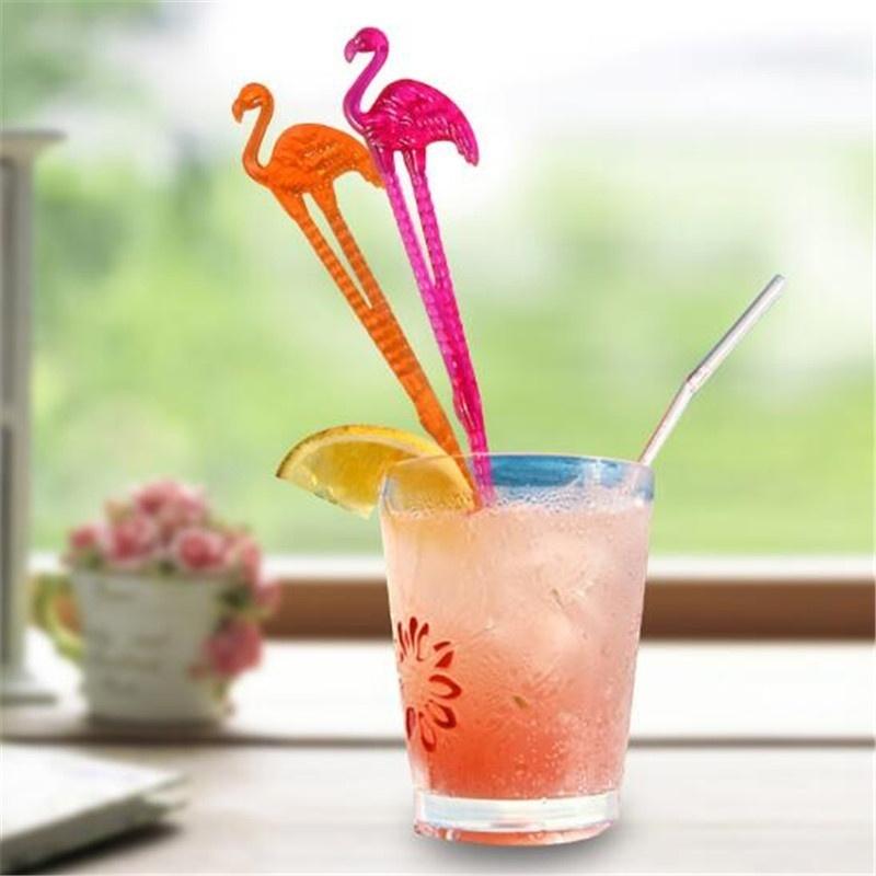 10 Stück/Packung Flamingo Kunst Cocktail Rührstäbchen Getränkemischer Kaffee-Stößel Puddler