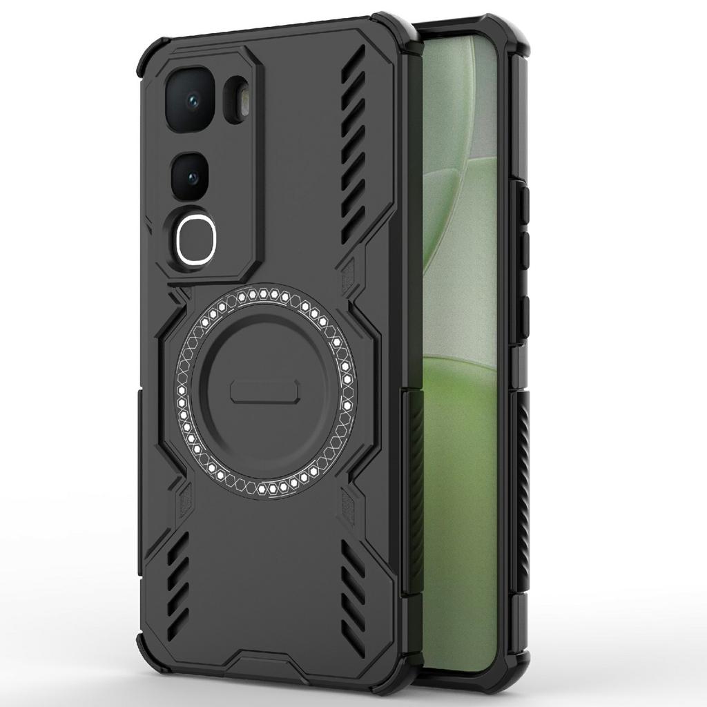 For Vivo Y400 5G Magnetic Case Butterfly Armor Hollow Heat Dissipation PC+TPU Phone Cover