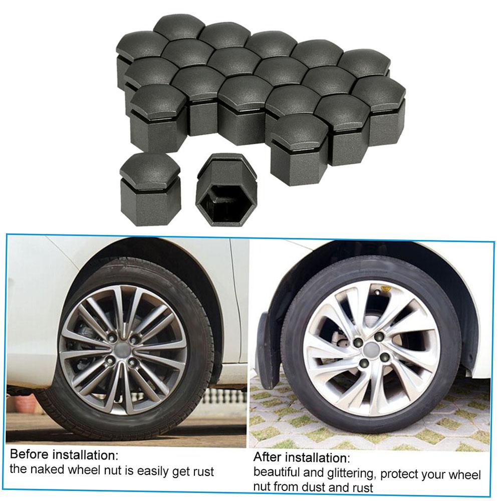 Black 17mm Car Wheel Nut Covers, 20Pcs     Set for , Enhance Finish