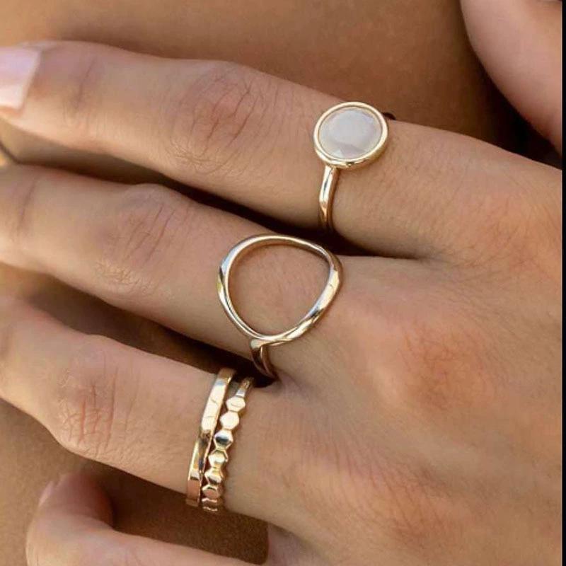 Nordic Design Gold Plated Hollow Circle Stackable Ring - Simple and Stylish Mix & Match Jewelry Trend