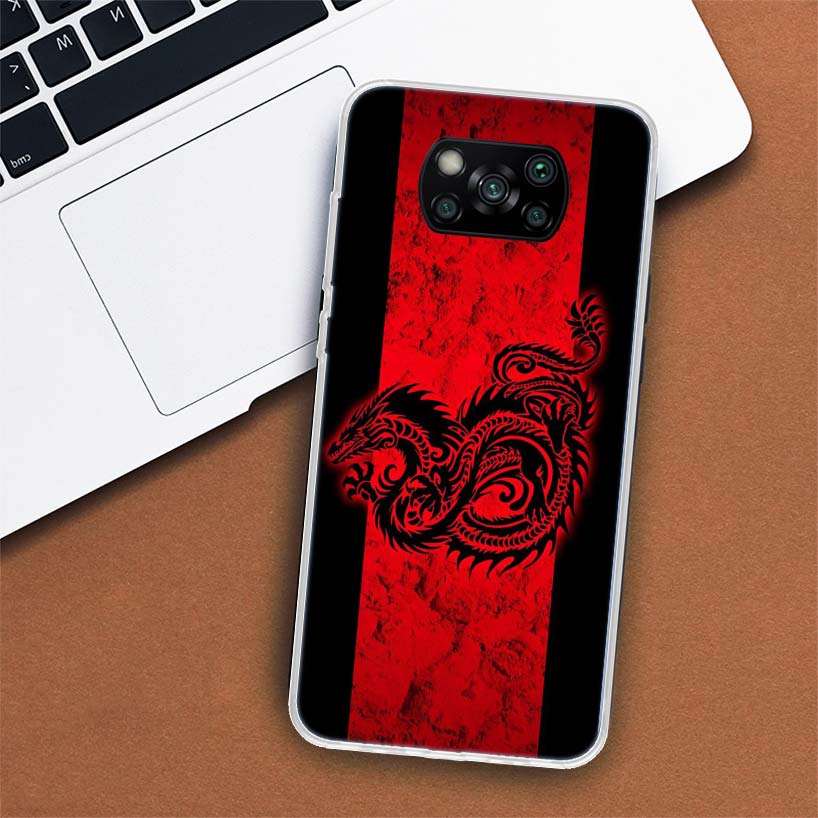 Japanese Dark Dragon Tattoo Phone Case For Xiaomi Poco X3 GT X4 NFC M4 Pro M3 M2 F3 F2 F1 Mi Note 10 A3 A2 Lite A1 CC9E Fundas