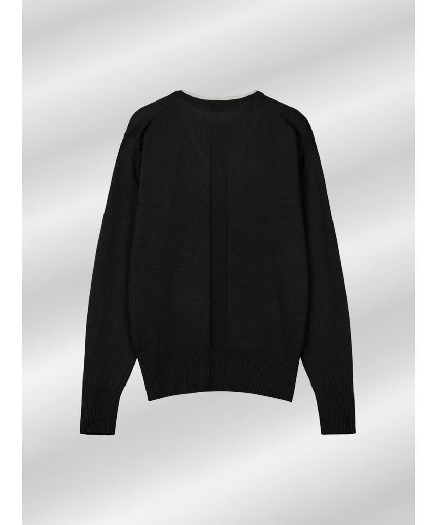 PARADIGMFILM [Ep.01] Reverse V-Neck Layered Knit (Black Gray)