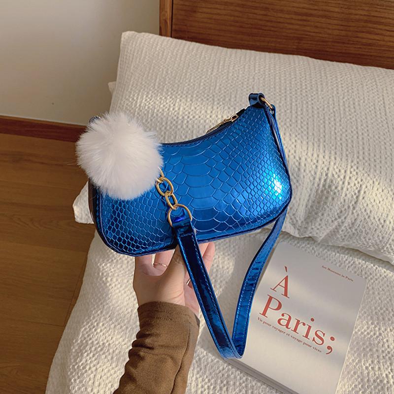 Stylish Underarm Bag 2024 Korean Retro Street Fashion Shoulder Bag синий