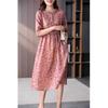 Dress High-end Women's Summer Temperament Tencel Cotton Linen Floral Mid Length Casual Dresses