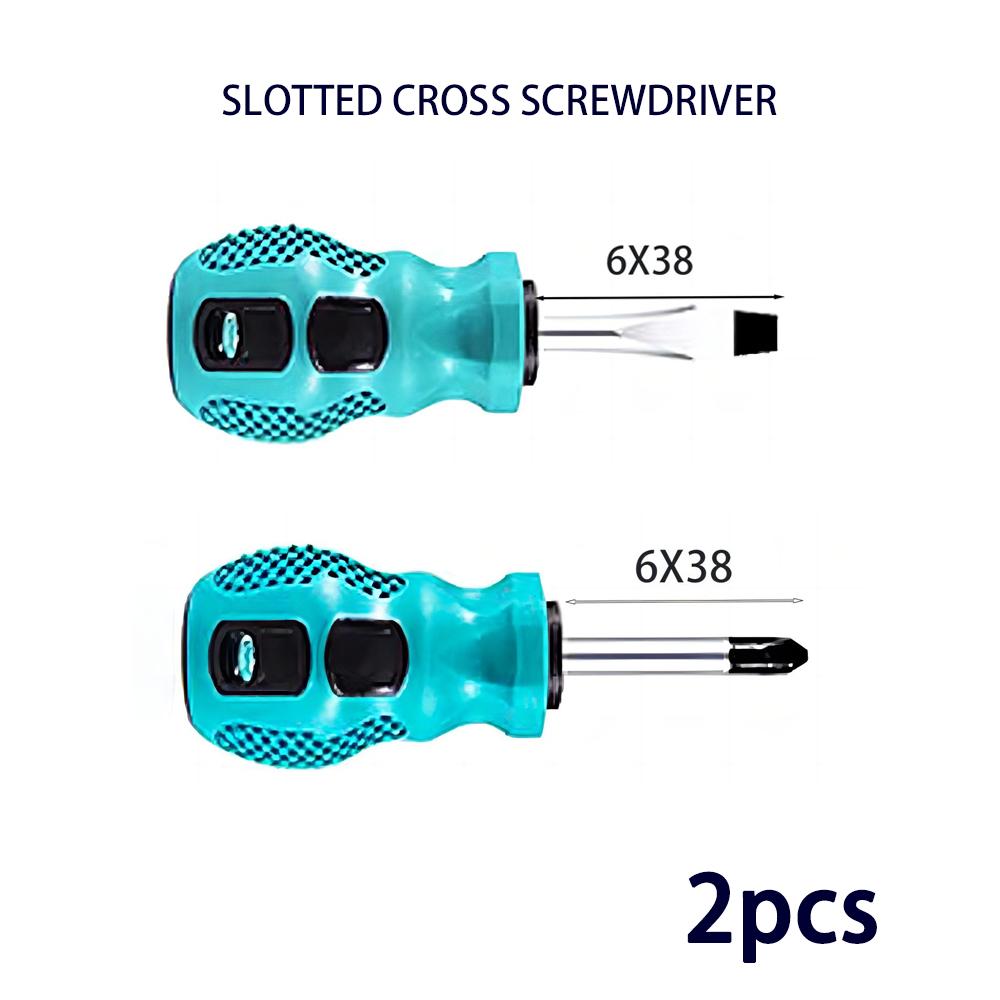 6*38 Short Cross-shaped Multifunctional Screwdriver with Magnetic Matching Screw Mini Screwdriver Chromium-vanadium Steel Cr_V
