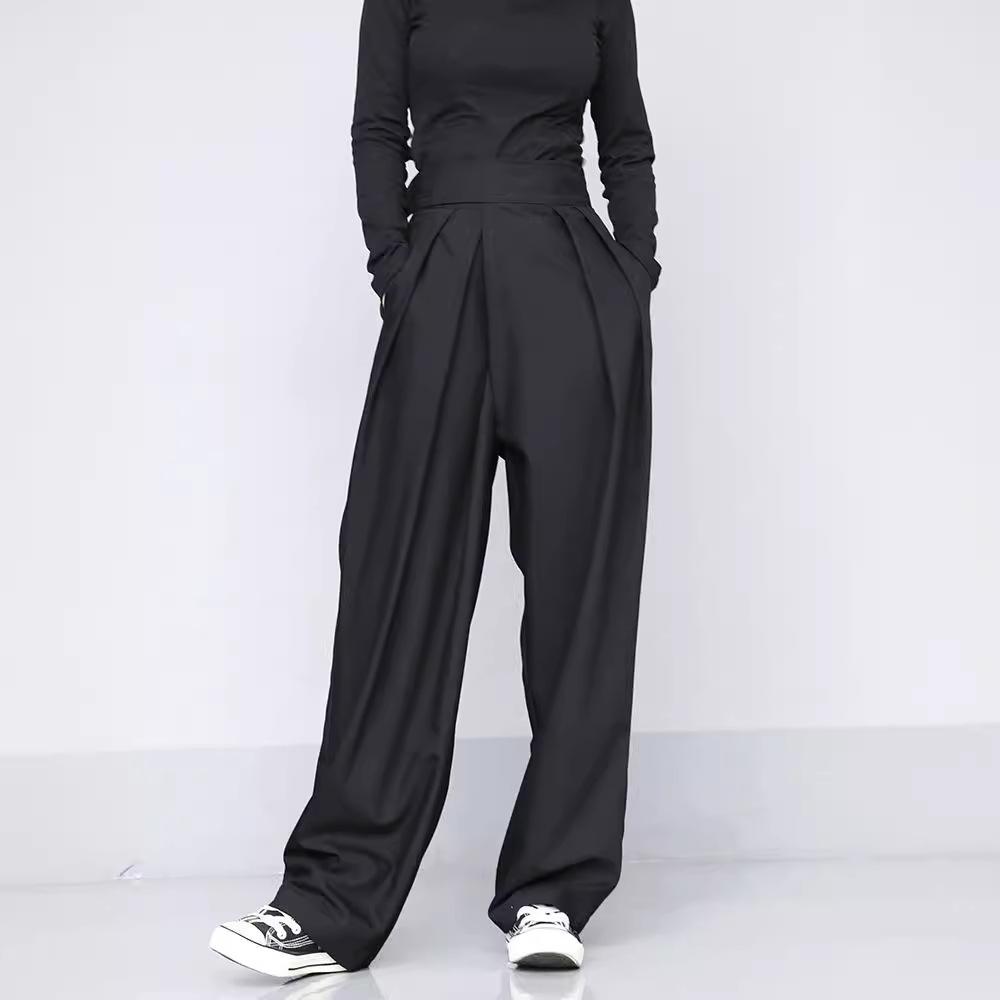 2024 Early Spring Women's High-Waisted Wide-Leg Casual Pants with Velcro