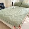 Pure Color Quilted Cotton Yarn-Dyed Bed Sheet & Bedspread Set
