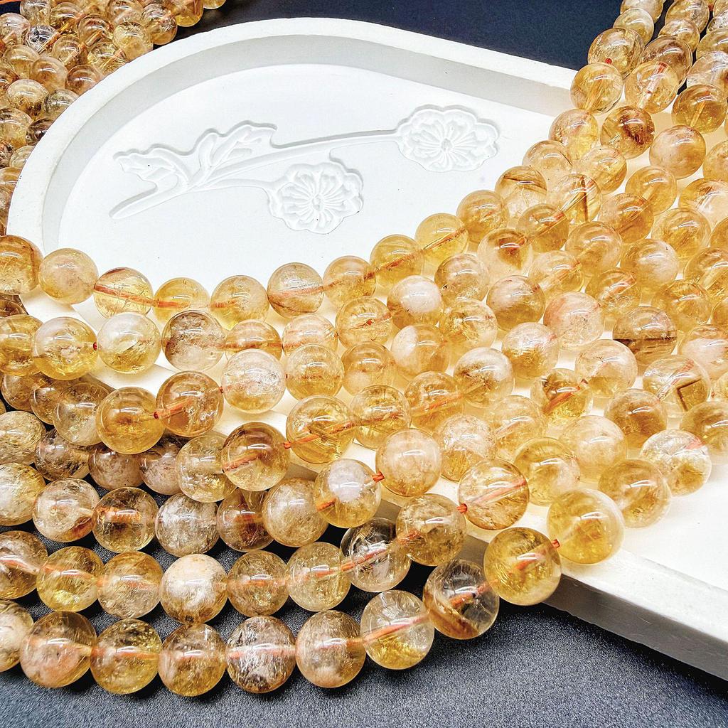 Natural Yellow Tower Crystal Round Loose Beads for DIY Jewelry – Necklace & Bracelet Accessories