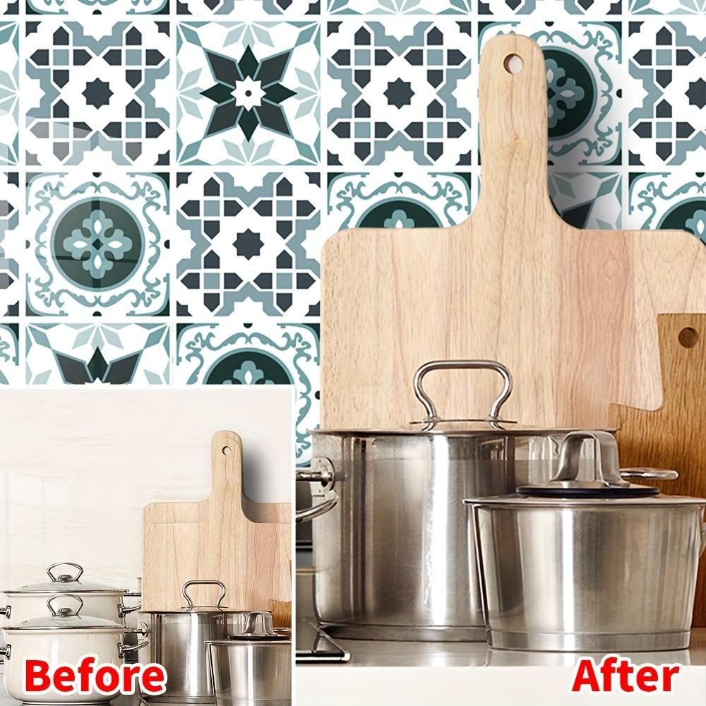 1 Satz mit 9 Stück Badezimmer Kreatives Muster Imitationsfliesen Wandaufkleber-Selbstklebende Küche Anti-Fouling Fliesenaufkleber, Abziehen und Aufkleben Wandkunst Aufkleber