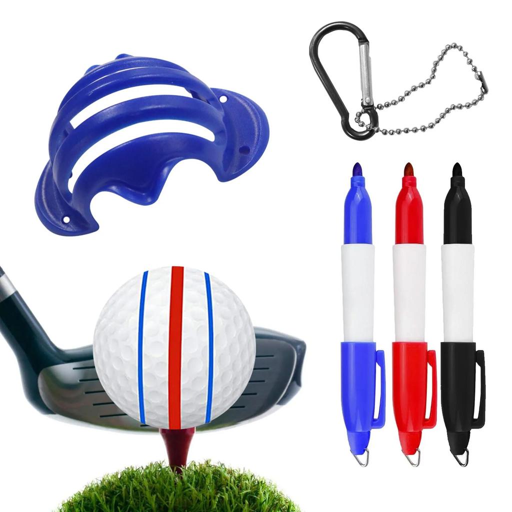 Golf Ball Liner Marker Drawing Tool Alignment Putter Marking Kits 1pc Golf Ball Liner Template and 3pcs Golf Ball Markers