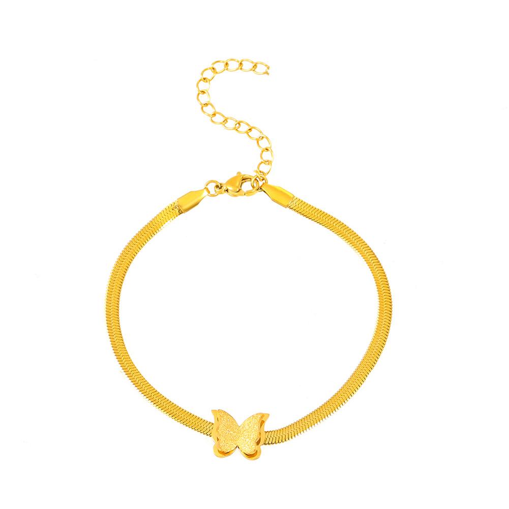 Stainless Steel Frosted Butterfly Pendant Necklace Bracelet Fashionable Niche Titanium Steel Tassel Necklace Women Jewelry