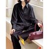 Tachibana Korean loose solid color shirt women's niche design high-end long-sleeved shirt 111111 spring new