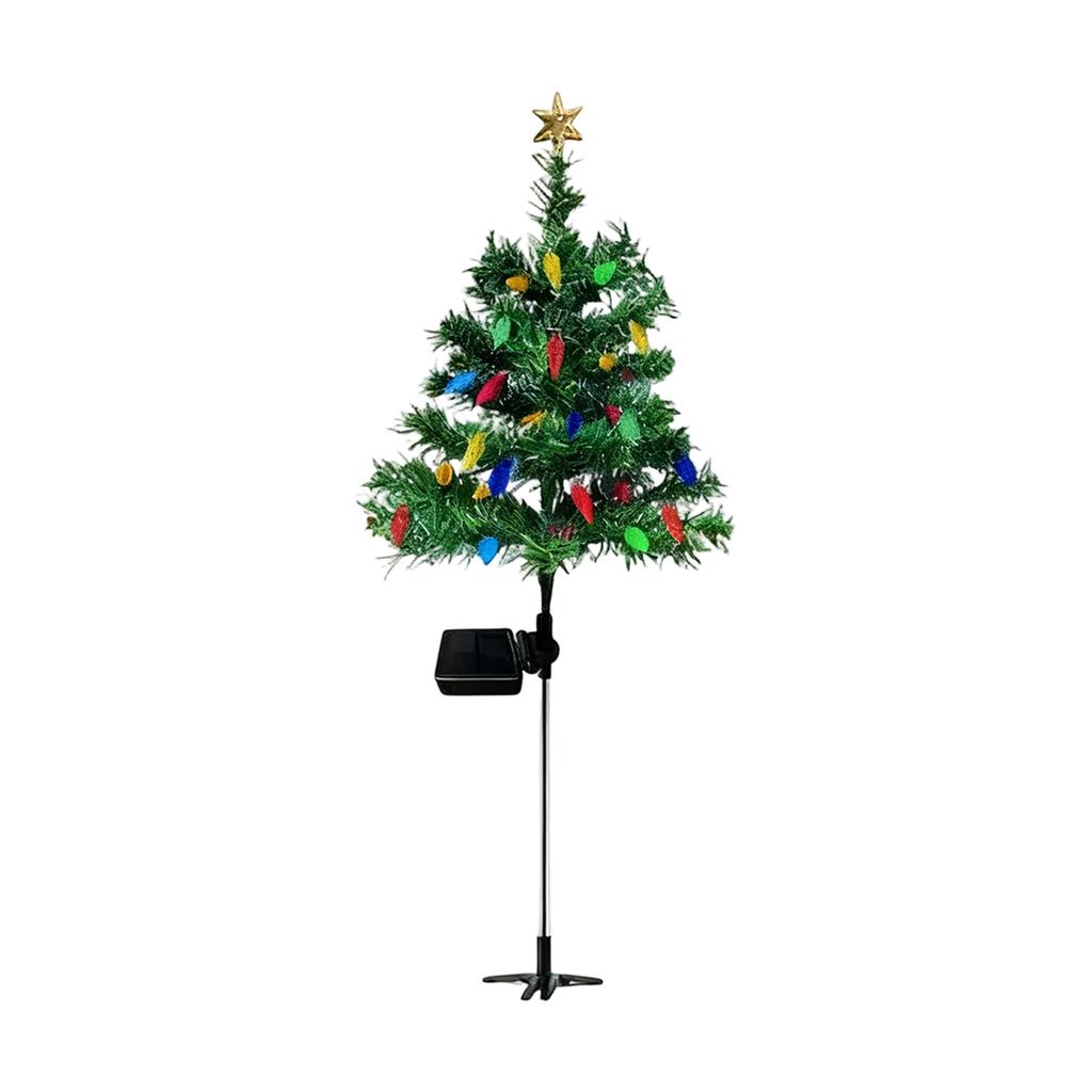 2PC Solar Christmas Tree Lights Outdoor Waterproof Christmas Holiday Atmosphere Decoration Courtyard Garden Ground  Lights