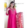 Pink Embroidery Designer Kurti Pant Dupatta Set Indian Women Ethnic Kurta Set