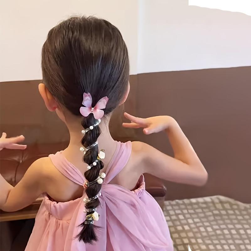 Mesh Butterfly Headbands for Girls - Cute Round Pearl & Floral Design, Perfect for Daily & Party Wear, All-Season Use