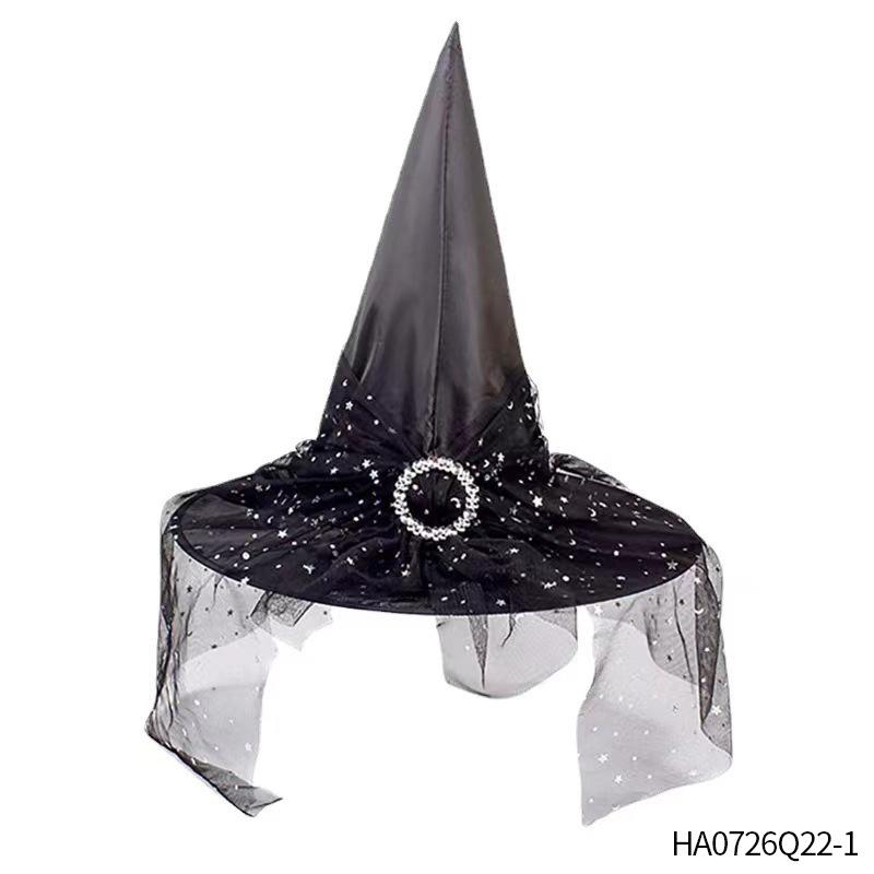 Halloween Wizard Hat Party Children Adult Black Pointed Cloth Magician Hat Witch Hat Masquerade Ball Party Hats Dressing