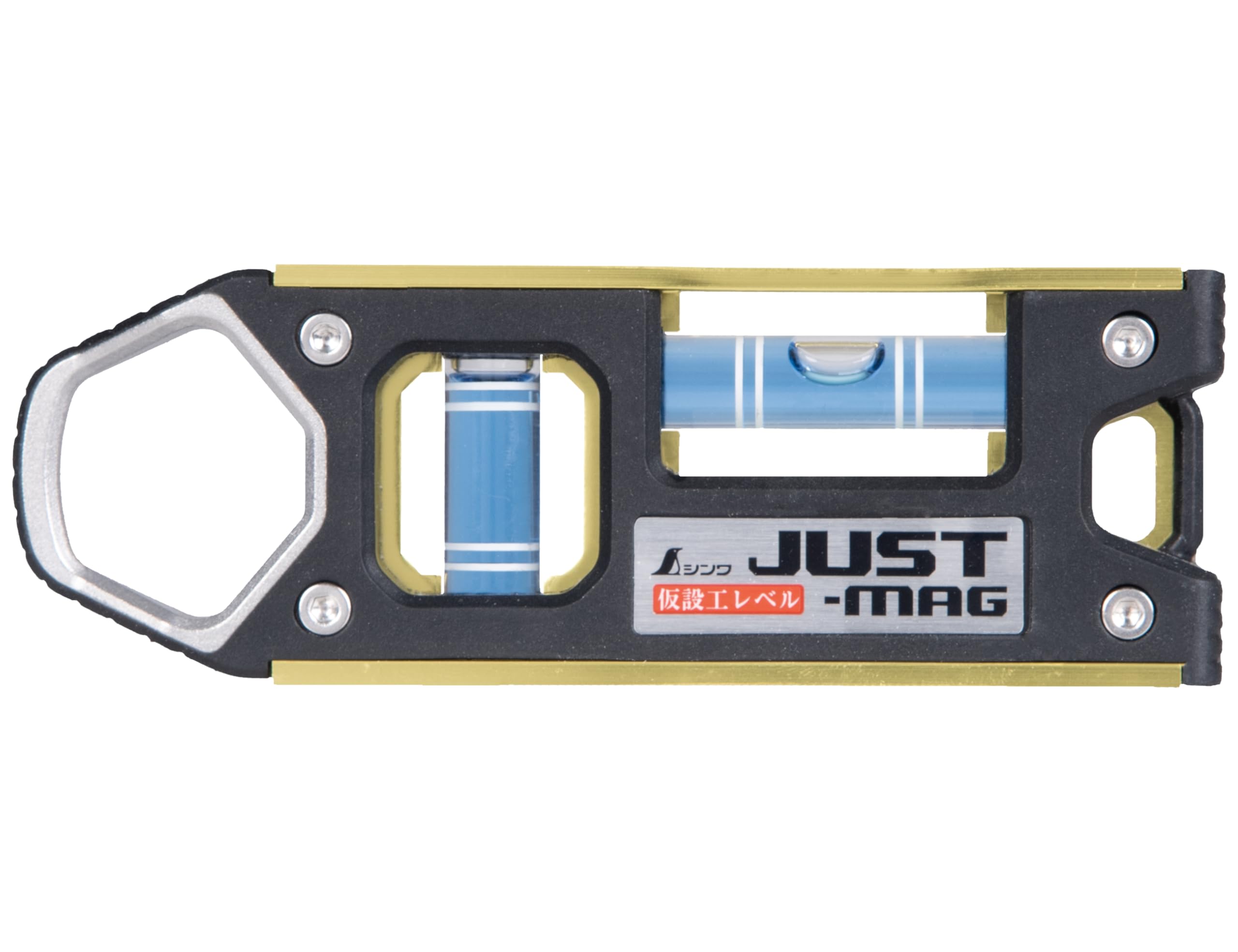Shinwa Sokutei JUST-MAG Magnetic Spirit Level 100mm Gold for Temporary Construction Scaffolding 73437 золотой