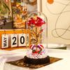 Rose Flower Preserved in Glass Dome with Night Light - Mother's Day or Birthday Gift Ornament
