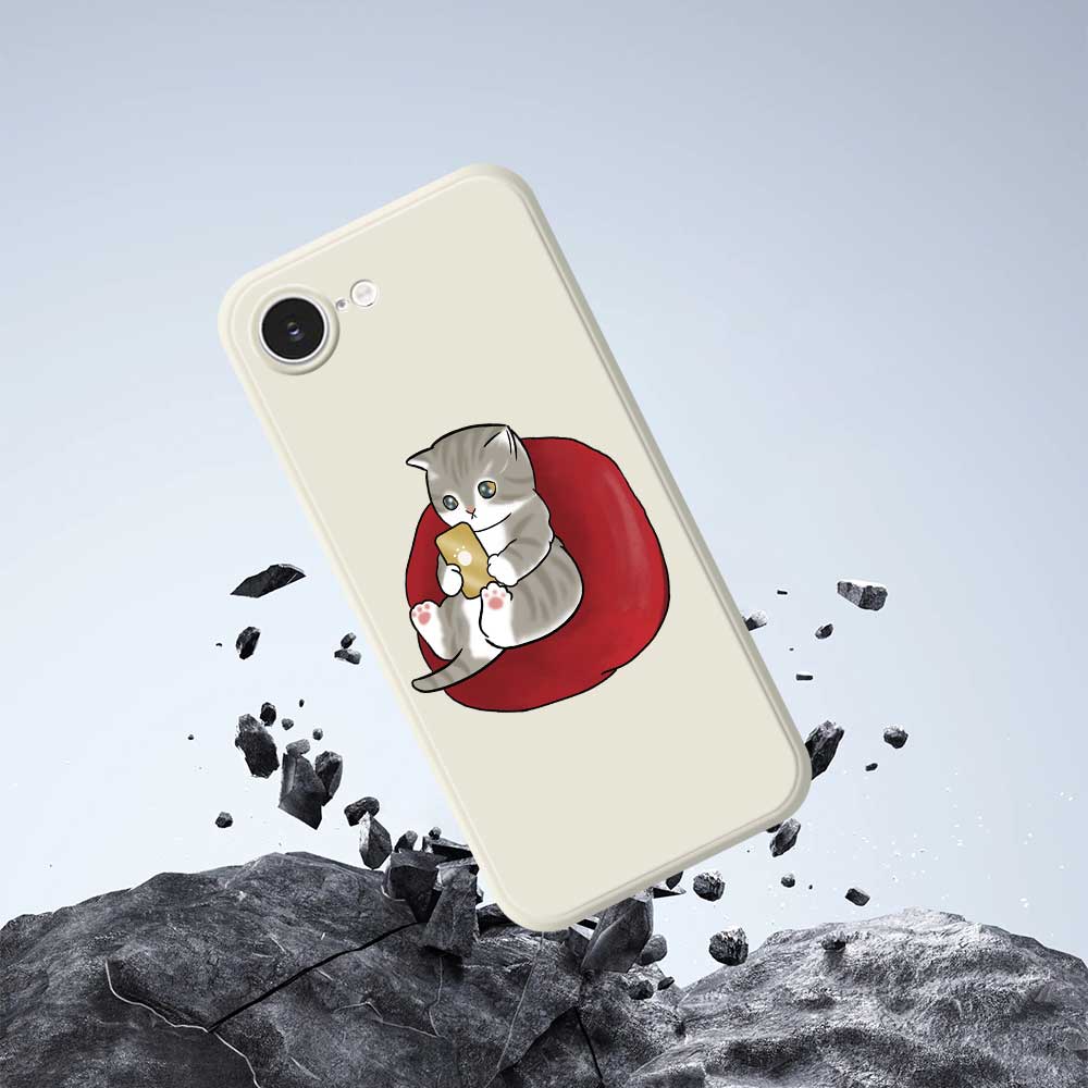 For iPhone 16e Case Casual Cat Pattern Printing Straight Edge TPU Phone Back Cover