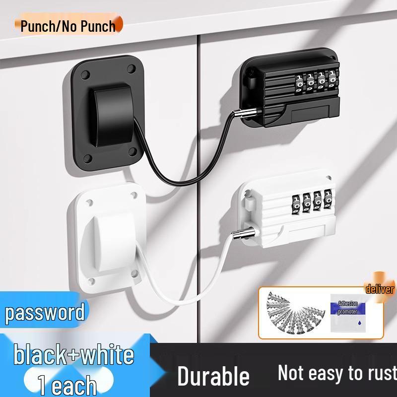 Punch-Free Anti-Theft Refrigerator & Cabinet Lock with Combination for Child Safety