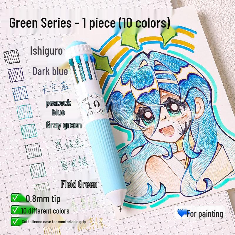 10-Color Stackable Ballpoint Pen Set – Press-Type, Multi-Functional Pens for Drawing & Journaling for Elementary Students