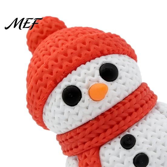 Festive Snowman Decor 3D Printed Knitted Figurine, Christmas Statue with Red Knit Home Hat and Scarf, Mini Sculpture for Holiday Desk Decoration