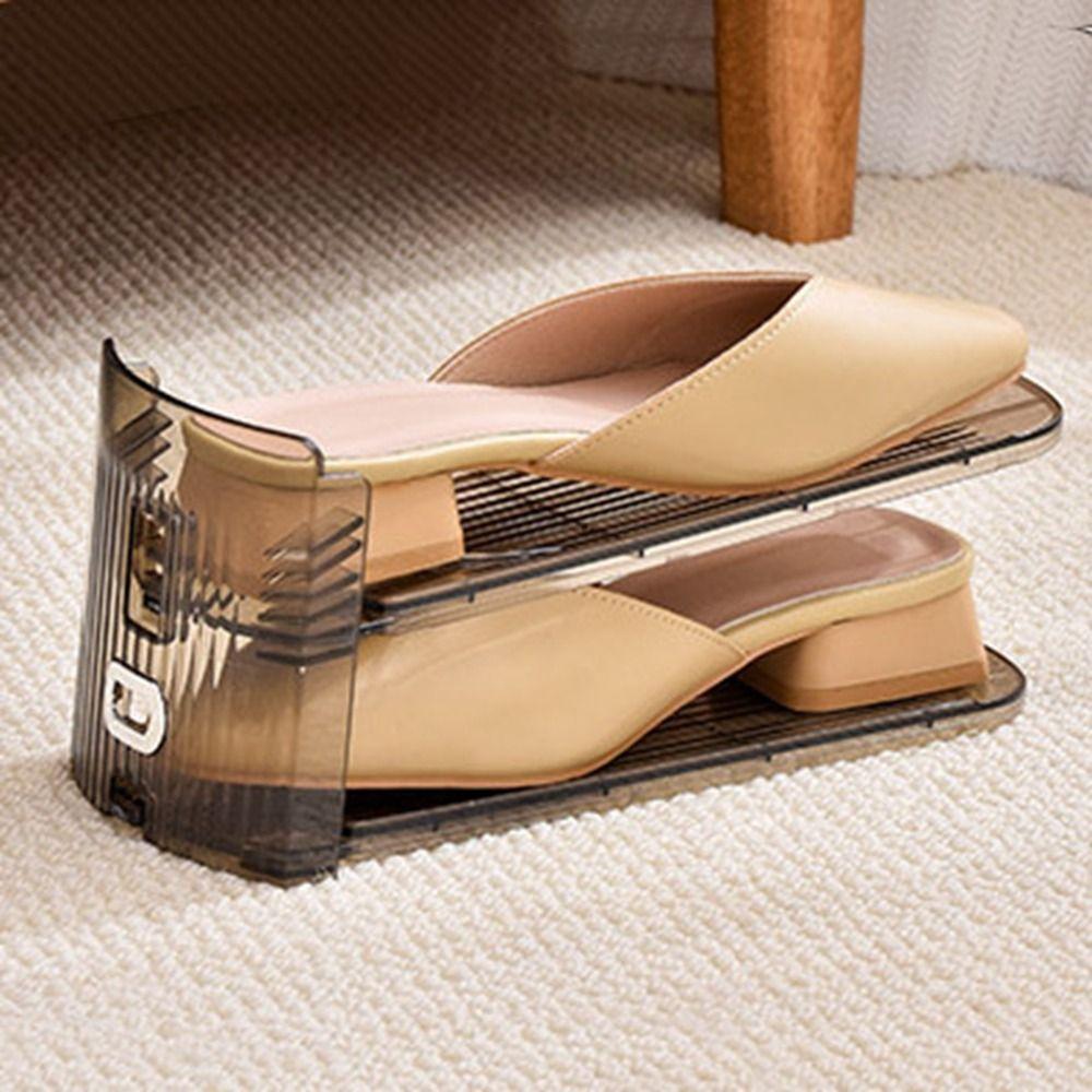 2Pcs Transparent Shoes Storage Rack Anti-slip Shoe Holder Shoe Storage Organizer  Flat Bottomed