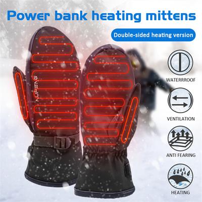 Mens Womens Warm Full Finger Heated Gloves Mittens Touch Screen Waterproof Windproof Electric Heating Gloves Outdoor