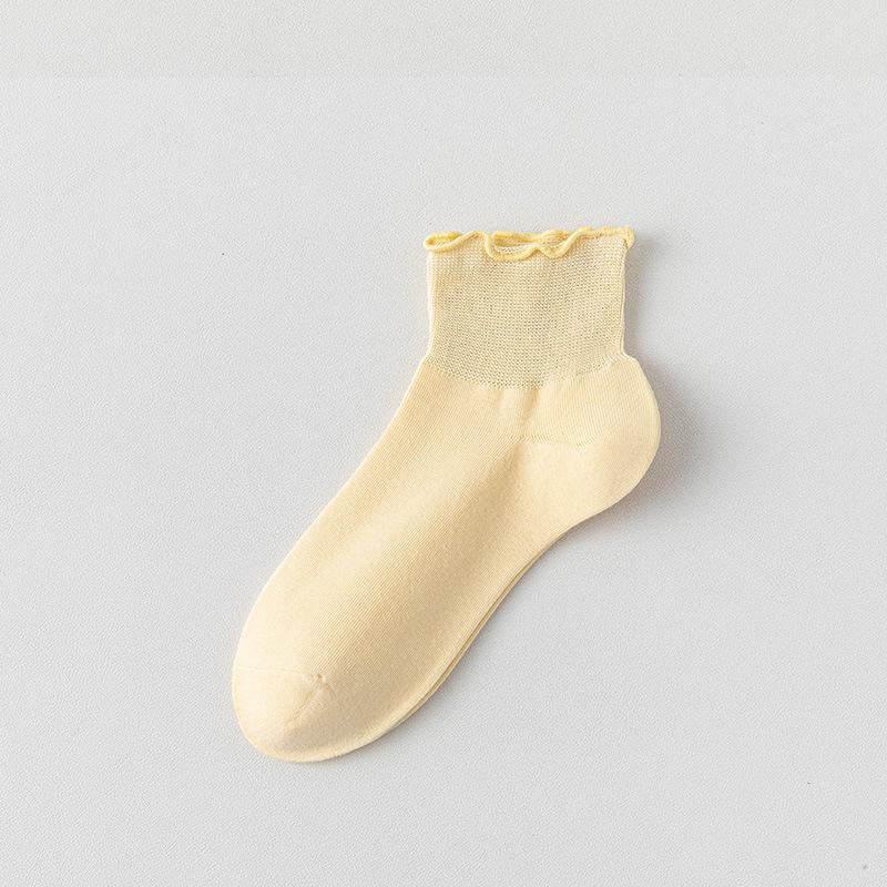 

Летние свободные кружевные носки для беременных для женщин, тонкие из чистого хлопка, влагопоглощающие и дышащие, бесшовные короткие носки с широким бортиком для беременных 1 pair кремовый