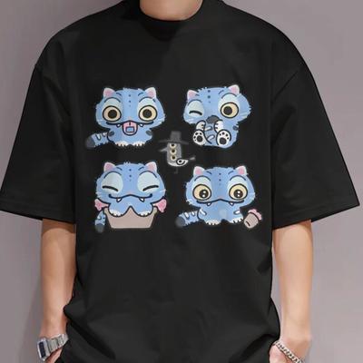 Men Oversize T Shirt Cartoon Kpokp Casual Graphic T-shirt Short Sleeve Round Neck Summer Short Sleeve Top Printed Sports