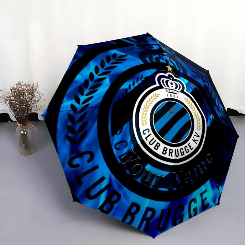 1 PC Automatic Folding Umbrella - Club Brugge KV Custom Name Pattern, Portable & Foldable Design with 8 Ribs, Christmas Birthday Gifts