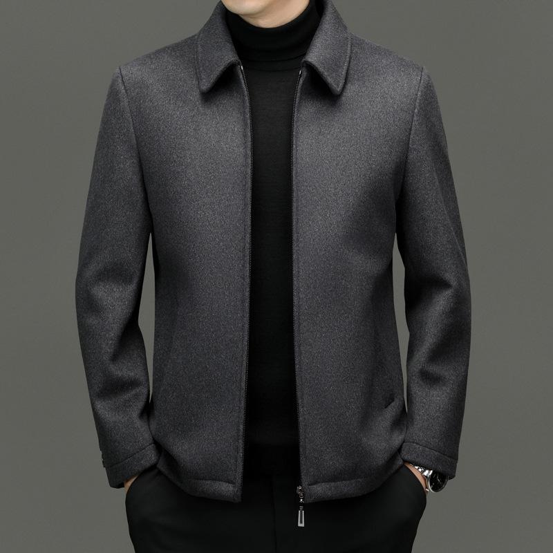 Men`s Wool Blend Lapel Short Coat