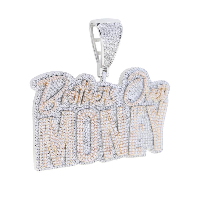 Hip-hop Zircon-Inlaid MONEY Letter Pendant Necklace - Trendy Men's Jewelry