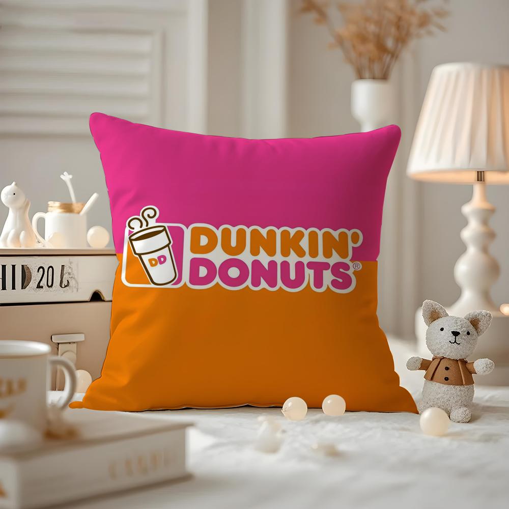 Dunkin' Donuts Cushion Cover Anti-dustmite Pillowcase Invisible Zipper Silky Short Plush Sofa Cushion Cover